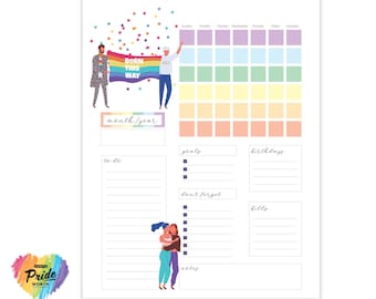Pride Planner | Editable Monthly and Printable Planner | Letter Size Planner | Good Notes Template