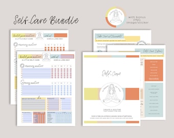 Self Care Guide and Planner Bundle | Editable Self Care Planner | Goodnotes Wellness Planner