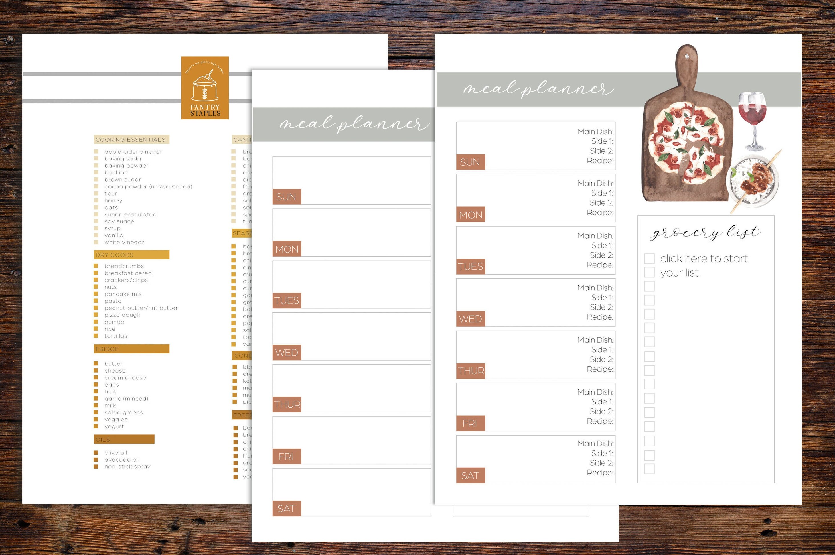 editable weekly meal planner printable meal planner bundle etsy