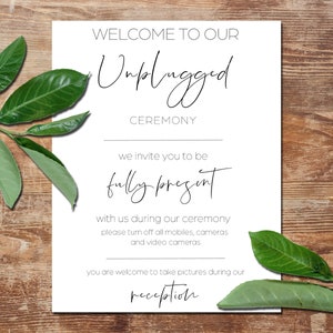 Modern & Chic Unplugged Ceremony Sign | Wedding Sign