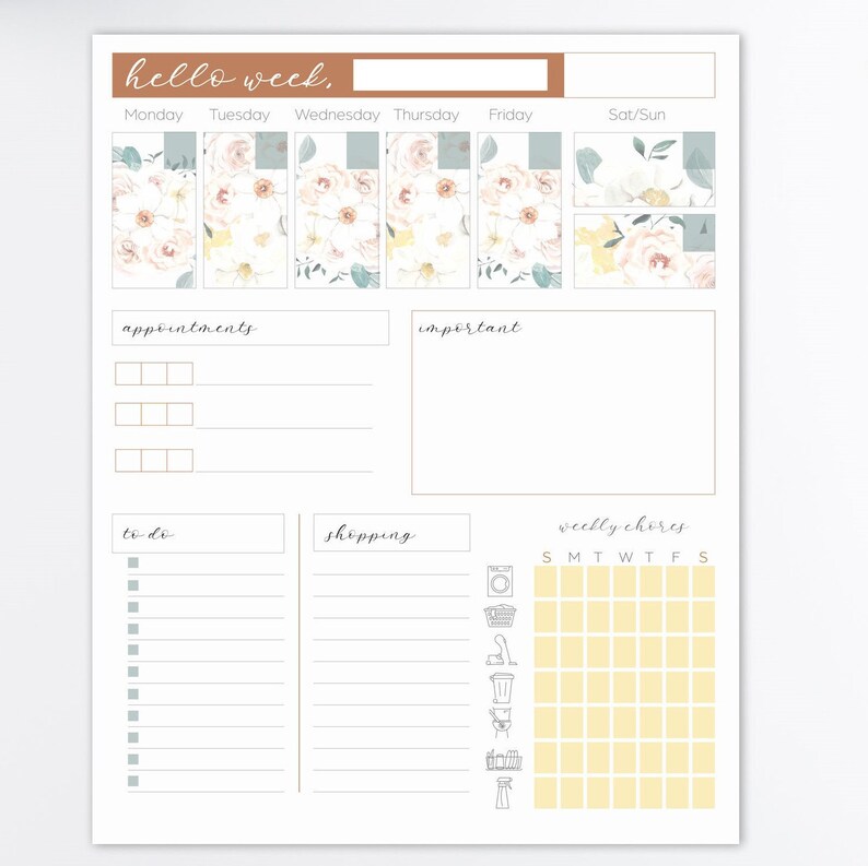 Weekly Printable Planner | Spring Planner | Letter Size Planner - Etsy