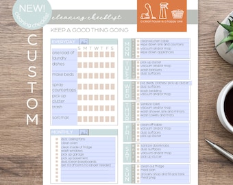 Custom Editable and Printable Weekly Cleaning Checklist | Whole House Refresh | One Week to Clean