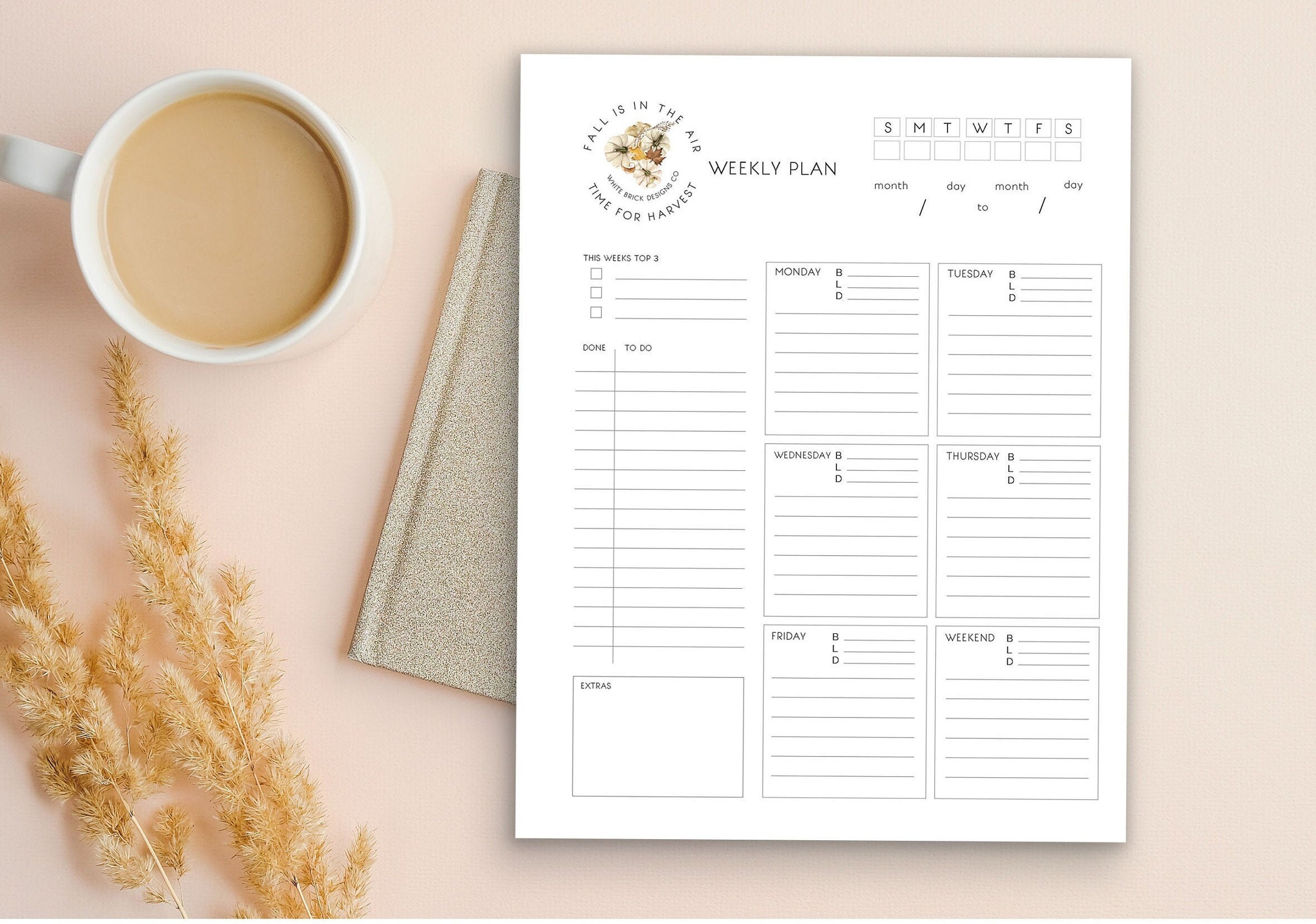 Editable Modern Weekly Planner Printable Minimal Weekly Planning Page ...