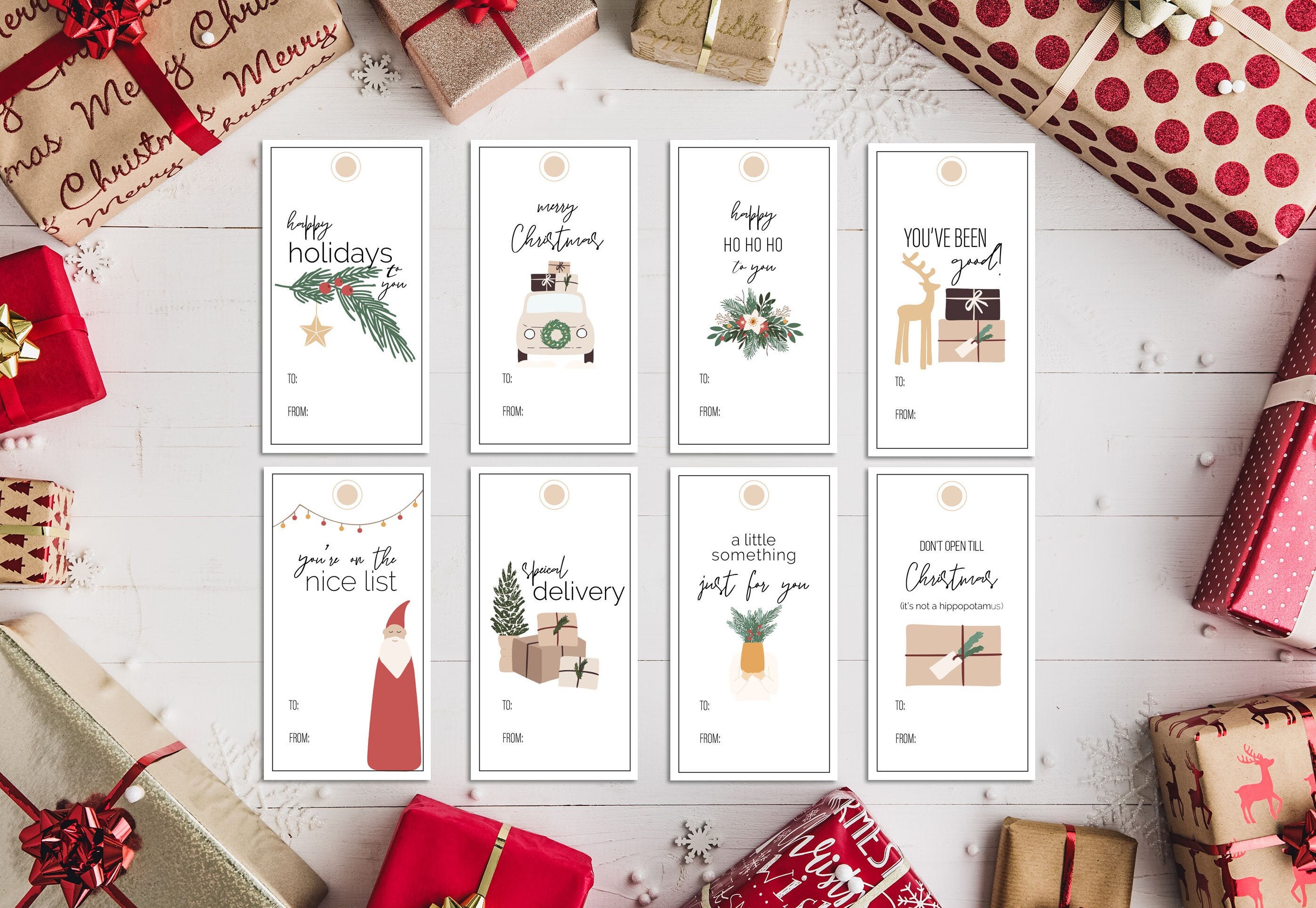 Vintage DIY Merry Christmas Gift Tags - Printable Rustic Holiday Favor Tags  – CraftyKizzy