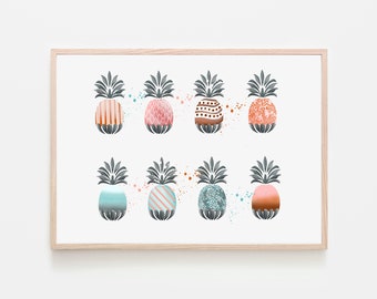 Modern Pineapple Art | Pineapple Art Print | Boho Beach Decor