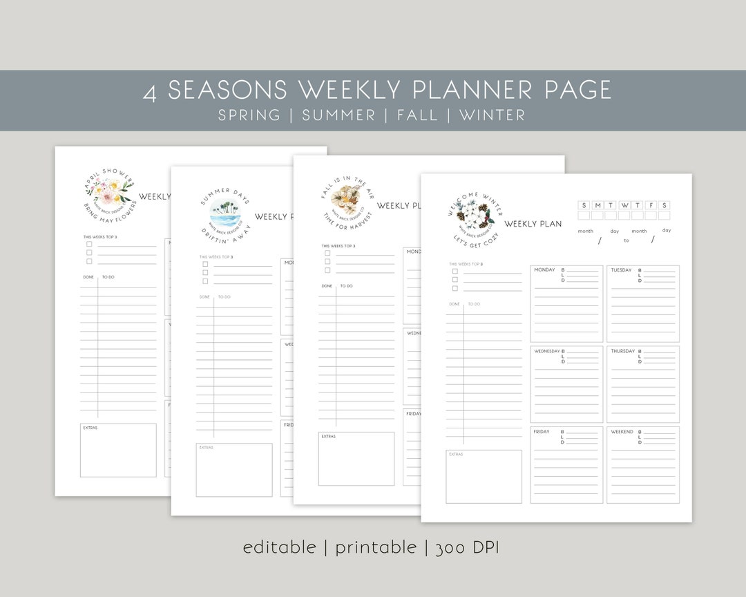 Editable Modern Weekly Planner | Printable Minimal Weekly Planning Page ...