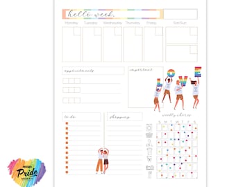 Pride Planner | Editable Weekly and Printable Planner | Letter Size Planner | Good Notes Template