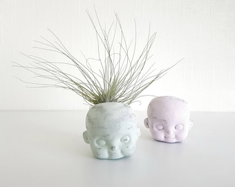 Distressed Doll Head air plant planter