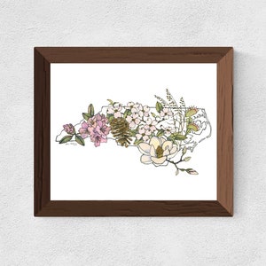 Native Plants of North Carolina watercolor art print // wall decor • housewarming  • moving • wildflower • souvenir • botanical • floral art