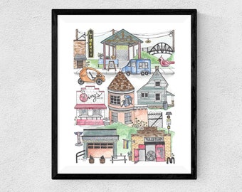 Durham Central Park, NC watercolor art print // housewarming gift • graduation gift • moving gift • closing gift • souvenir • duke •  poster