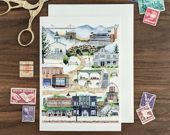 Boone, North Carolina notecard // greeting card • graduation card • blank card • stationery • app state • souvenir • mini print • watercolor