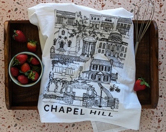 Chapel Hill, North Carolina tea towel // housewarming gift • graduation • moving gift • closing gift • souvenir • hand towel • kitchen towel