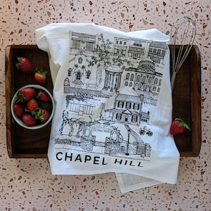 Chapel Hill, North Carolina tea towel // housewarming gift • graduation • moving gift • closing gift • souvenir • hand towel • kitchen towel