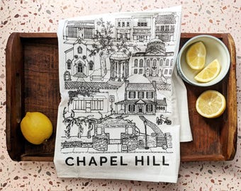 Chapel Hill, North Carolina tea towel // housewarming gift • graduation • moving gift • closing gift • souvenir • hand towel • kitchen towel
