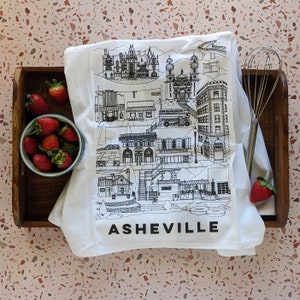 Asheville, North Carolina tea towel // housewarming gift • graduation • moving gift • closing gift • souvenir • hand towel • kitchen towel