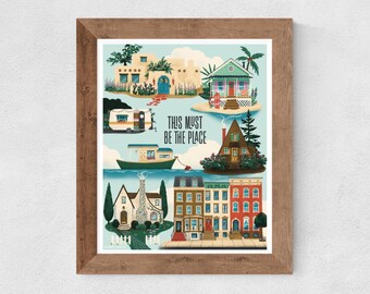Impresión "Este debe ser el lugar" // Póster de Talking Heads • Decoración de entrada • Casa de vacaciones • Arte de alquiler vacacional • Regalo para casa nueva