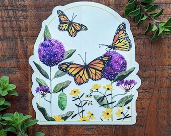 Monarchs & Milkweed suncatcher window sticker // prism • window cling • window decal • dopamine decor • monarch butterfly • rainbow maker