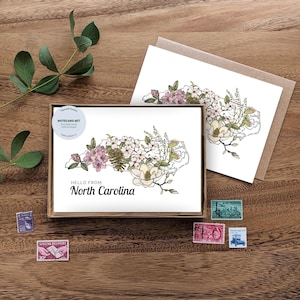 Native Plants of North Carolina notecard set // greeting cards • native plants • state flowers • botanical painting • blank cards • souvenir