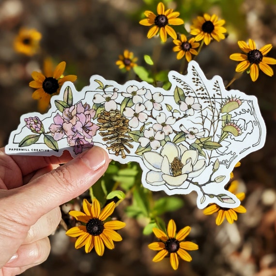 Native Plants of North Carolina vinyl sticker //  watercolor • laptop decal • water bottle sticker • floral • botanical • state flowers