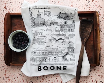 Boone, North Carolina tea towel // housewarming gift • graduation • moving gift • closing gift • souvenir • hand towel • kitchen towel