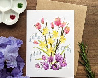 Spring Flowers notecard // greeting card • botanical painting • blank cards • floral • Mother's Day • Easter • thank you • thinking of you