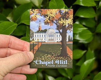 UNC Chapel Hill Souvenir Magnet // retro art • travel magnet • fridge magnet • vintage design •  souvenir • north carolina