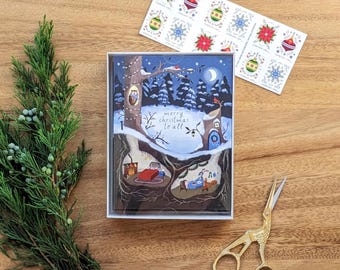 Woodland Animals Christmas Cards - Boxed Set of 10 Cards // holiday cards • blank cards • fairytale • forest animals • storybook