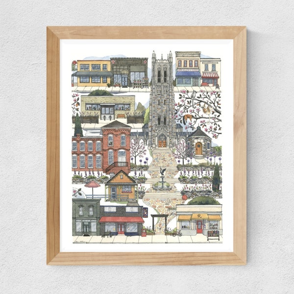 Duke University watercolor art print // housewarming • graduation gift • closing gift • durham • bull city • north carolina • 9th street