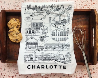 Linge à vaisselle Charlotte, Caroline du Nord // cadeau de pendaison de crémaillère • cadeau de remise des diplômes • cadeau de déménagement • cadeau de clôture • souvenir • essuie-mains • torchon de cuisine