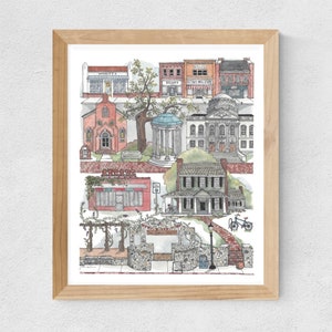 Chapel Hill, NC watercolor art print // housewarming gift • graduation gift • moving gift • closing gift • souvenir art • UNC