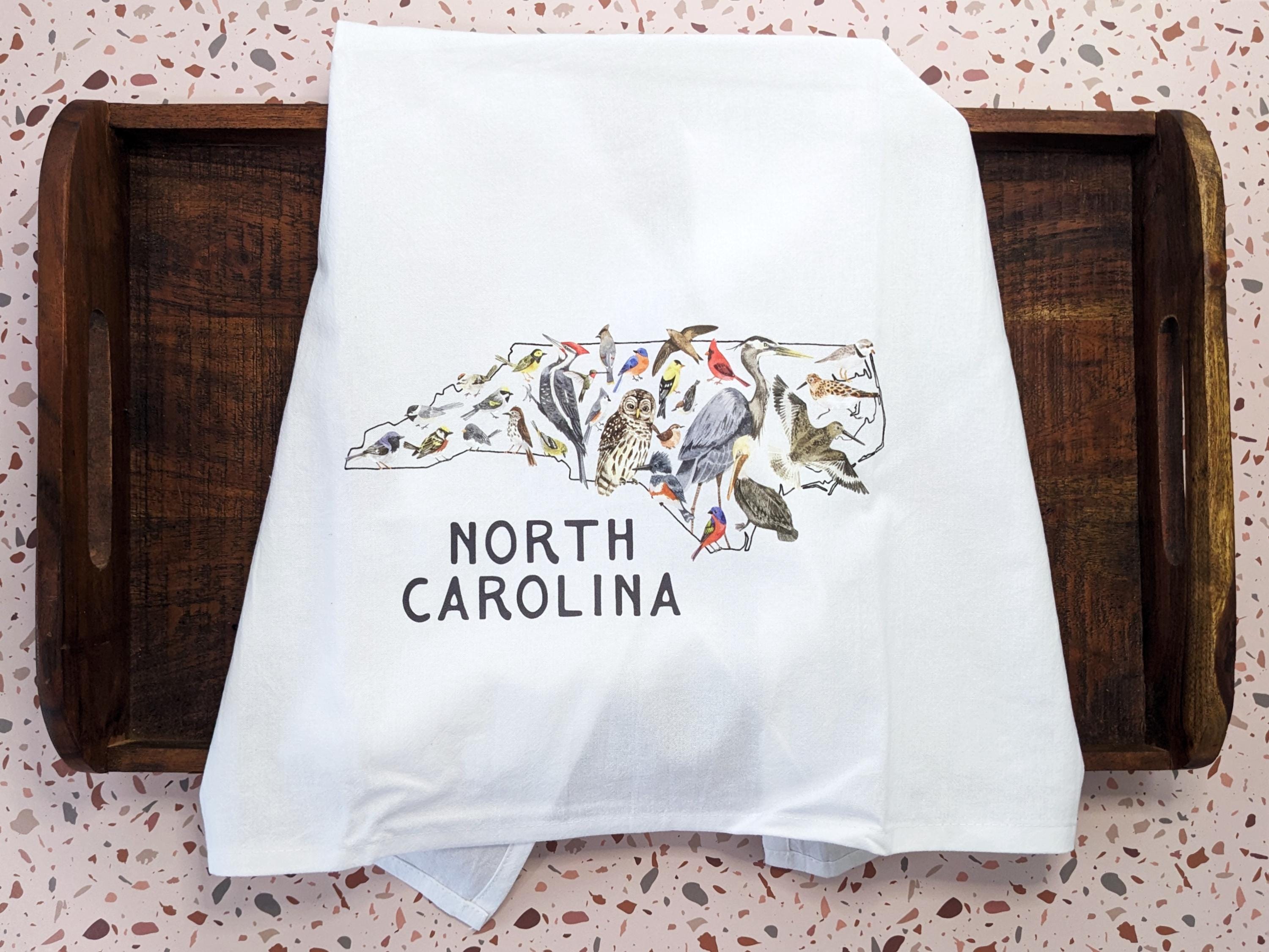 Birds of North Carolina tea towel // housewarming • graduation • moving gift • closing gift • souvenir • hand towel • kitchen towel