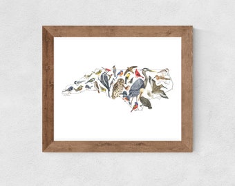 Birds of North Carolina watercolor art print // wall decor • housewarming gift • moving gift • backyard birds • bird painting • bird nerd