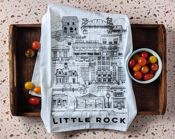 Little Rock, Arkansas tea towel // housewarming gift • graduation • moving gift • closing gift • souvenir • hand towel • kitchen towel