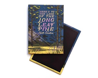 North Carolina Magnet // longleaf pine •  souvenir • travel magnet • fridge magnet • vintage design • solid magnet • north carolina keepsake