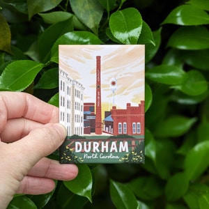 Durham, NC Souvenir Magnet // travel magnet • fridge magnet • vintage design • american tobacco campus • bull city •  north carolina