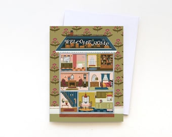 Tarjeta de inauguración de la casa de muñecas // Tarjeta de nueva casa • en blanco • nuevo propietario • tarjeta de nuevo apartamento • tarjeta de agente inmobiliario • regalo de cierre • tarjeta de mudanza