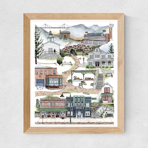 Boone, NC watercolor art print // housewarming • graduation gift • moving gift • closing gift • souvenir •  appalachian state university