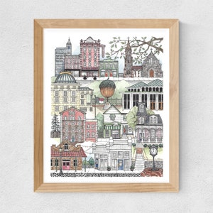 Downtown Raleigh, NC watercolor art print // housewarming gift • graduation gift • moving gift • closing gift • souvenir • nc state