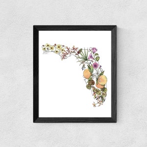 Florida Watercolor Botanicals art print // florals • native plants •wall decor • housewarming gift • state flower • house closing • souvenir