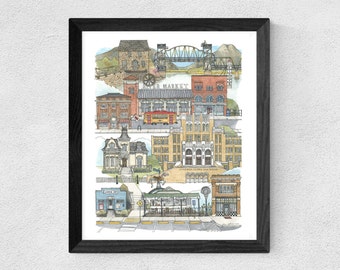 Little Rock, Arkansas watercolor art print // housewarming gift • graduation gift • moving gift • closing gift • souvenir • poster • realtor