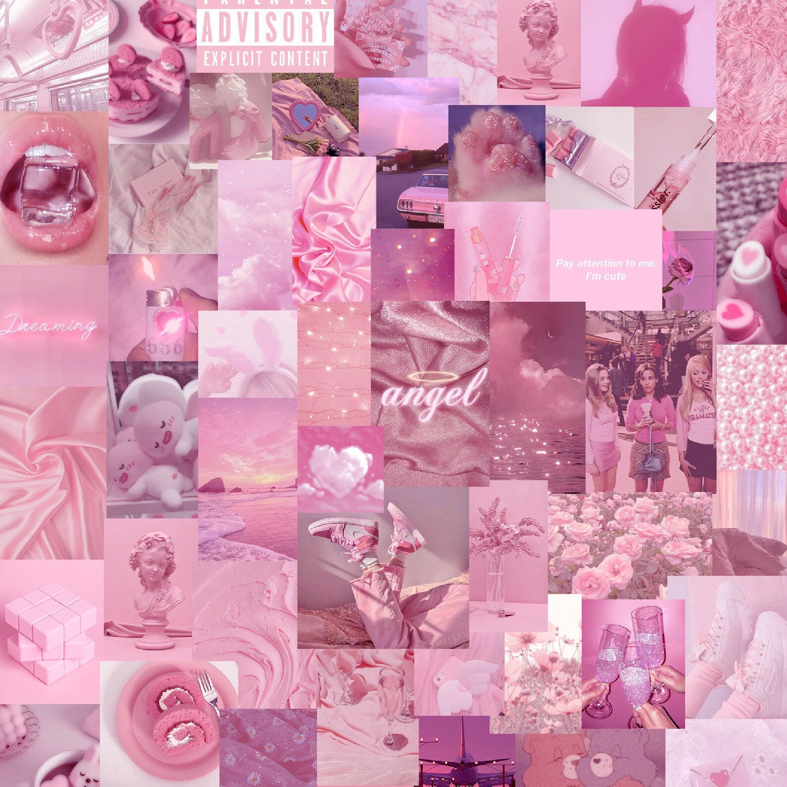 00069 Soft Pink Aesthetic Collage Desktop Wallpaper Art - Etsy