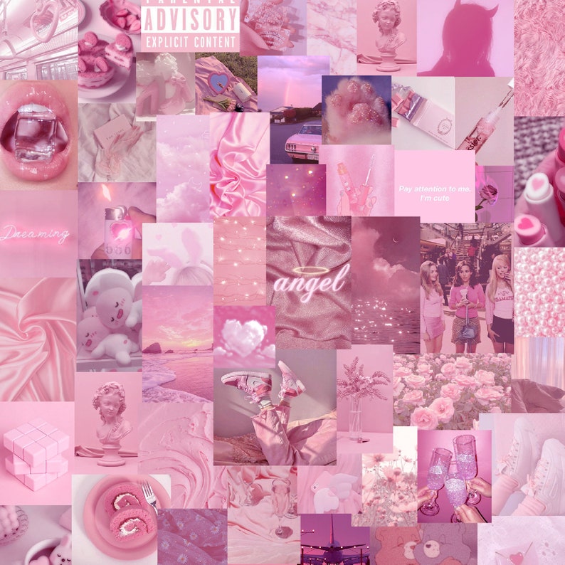 00069 Soft Pink Aesthetic Collage Desktop Wallpaper Art - Etsy