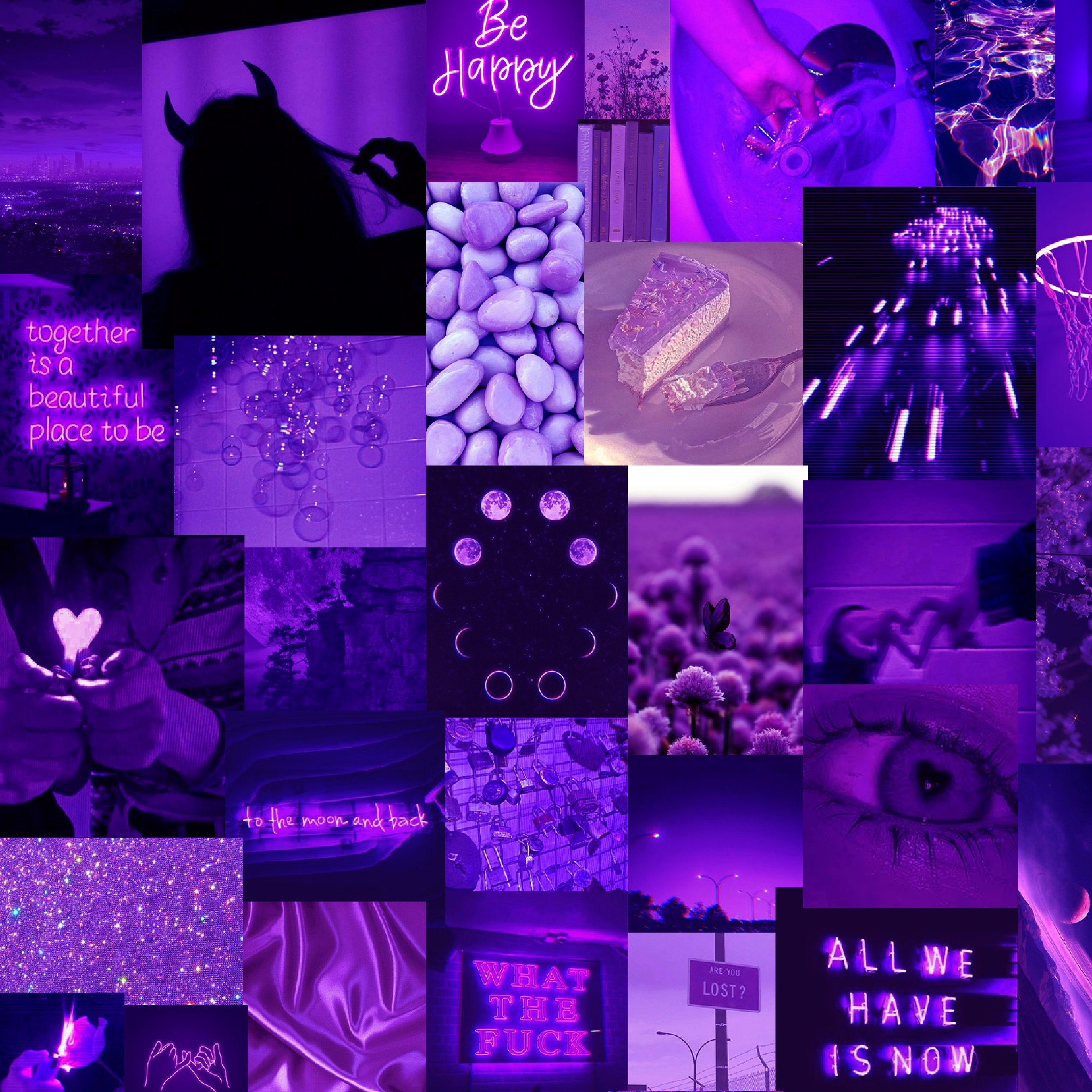 00068 Purple Aesthetic Collage Desktop Wallpaper Art Collage - Etsy