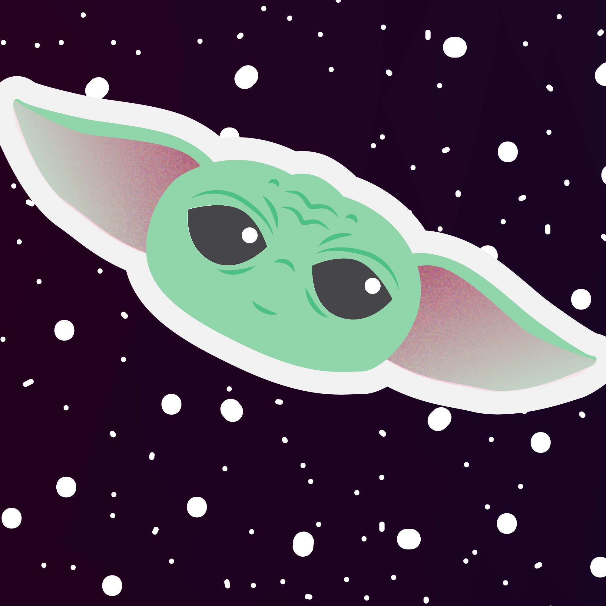 00094 BABY YODA Dark Desktop Wallpaper Art Starry Sky Etsy UK