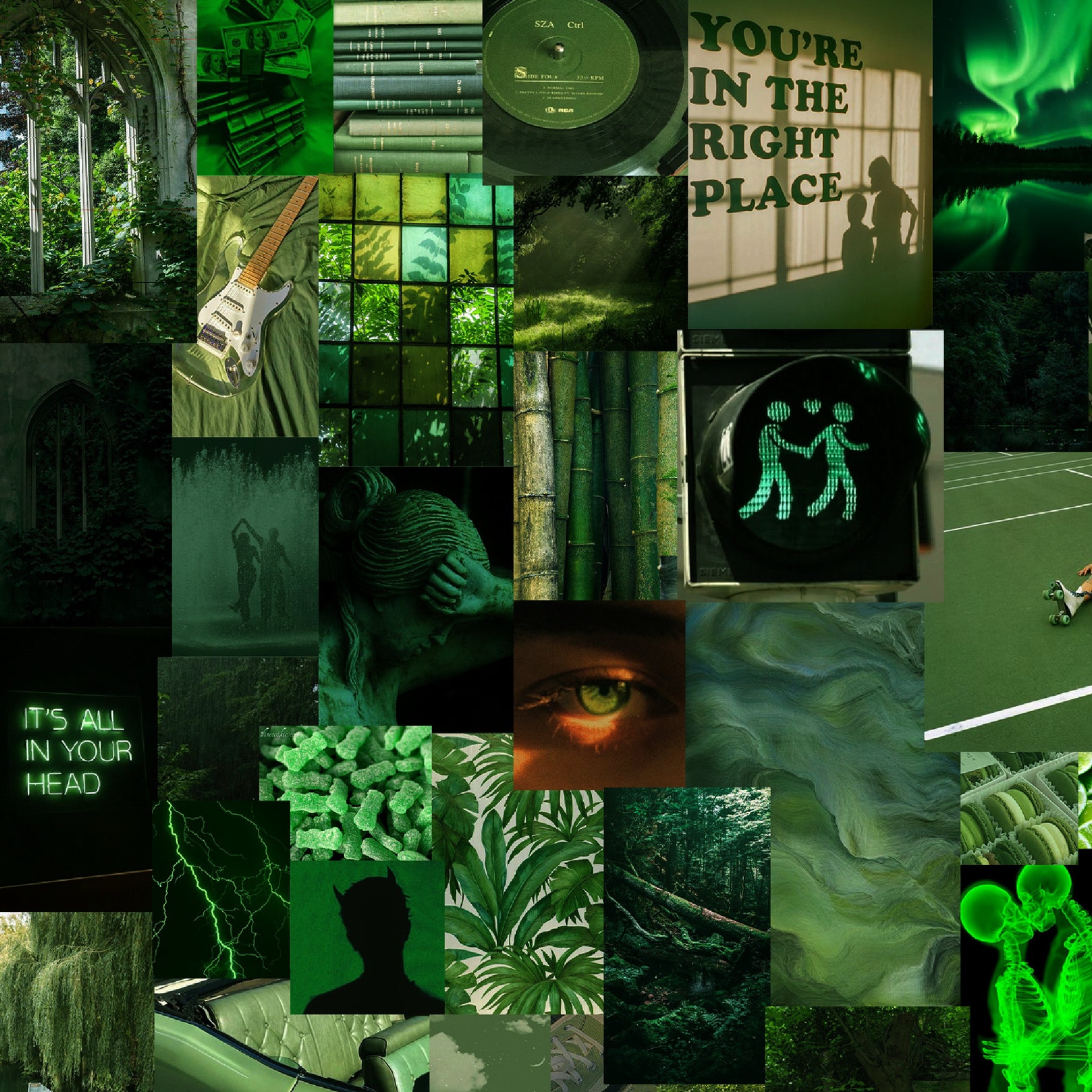 00063 Green Aesthetic Collage Tablet Wallpaper Ipad/tablet - Etsy UK