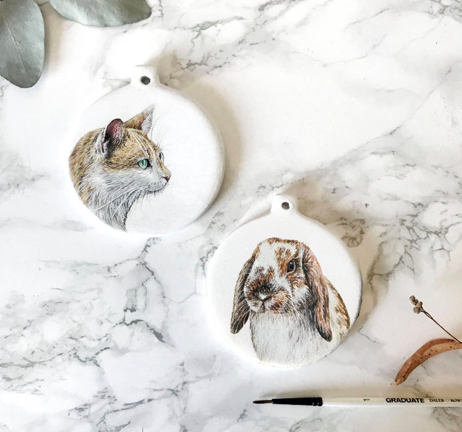 Hand Painted Personalised Pet Portrait Bauble Custom Bauble Etsy UK