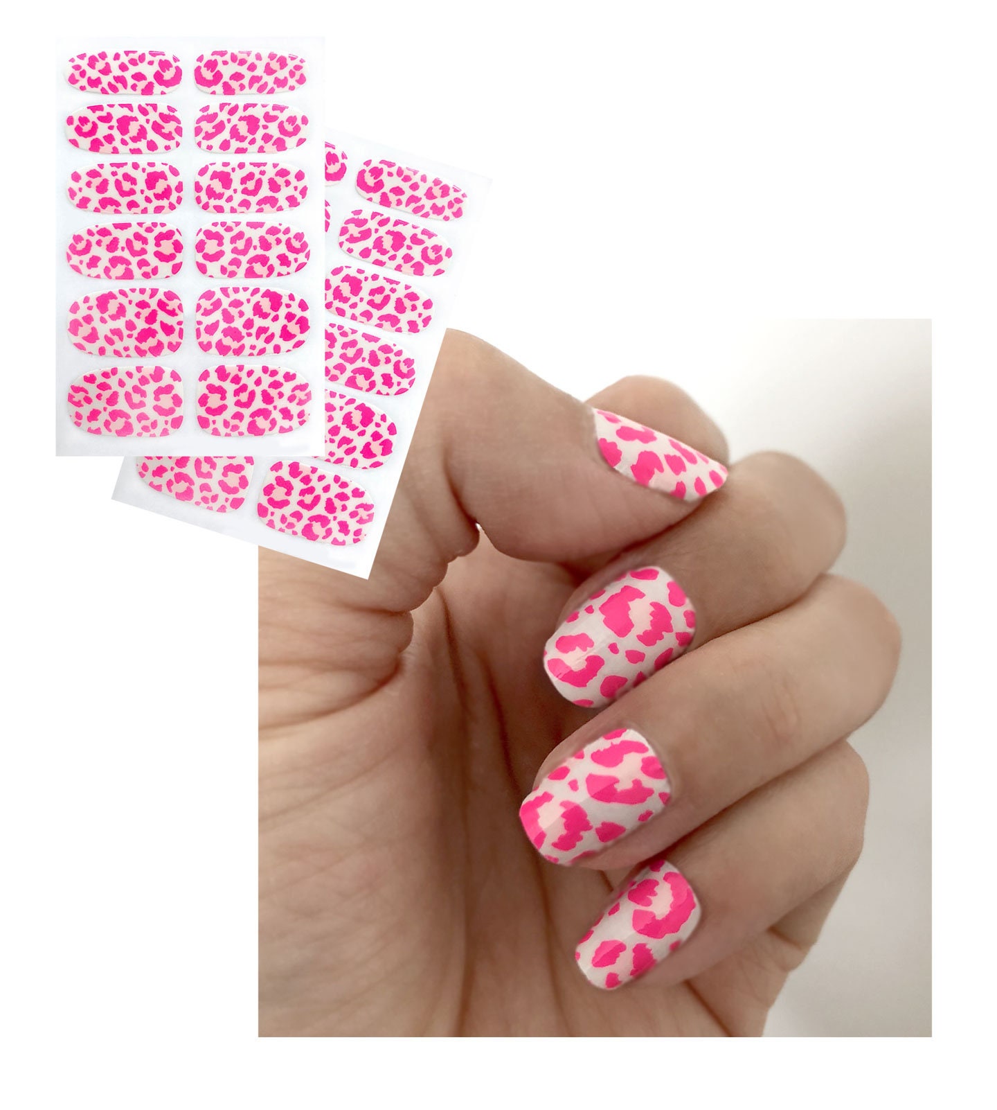 UV Glow in the Dark Party Nail Stickers 2 Sheets Neon Pink Etsy