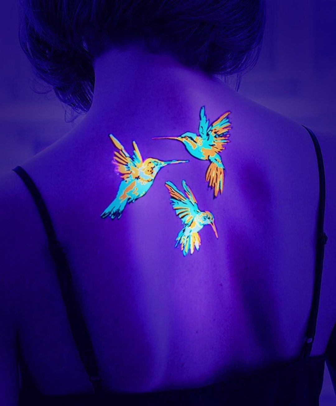 UV Blacklight Reactive Tattoos Hummingbird Temporary Rave - Etsy Ireland