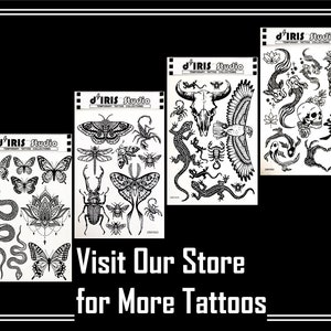 Temporary Tattoos 1 Sheet Moth Beetle Scorpion Bee Dragonfly Insect Tattoos image 7