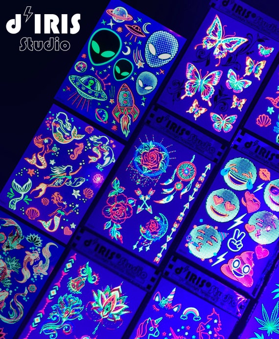 UV Glow in the Dark Party Tattoos Mermaid Dolphin Temporary - Etsy UK UV Glow in the Dark Party Tattoos Mermaid Dolphin Temporary - Etsy UK